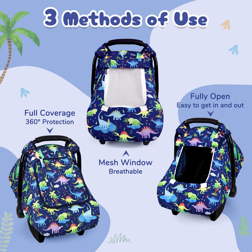 DAYEEBALL dinosaur car seat cover provides full coverage for privacy and protection.
