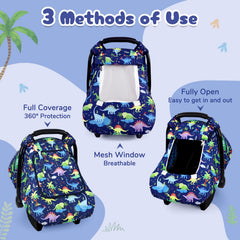 DAYEEBALL dinosaur car seat cover provides full coverage for privacy and protection.