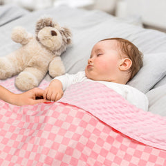 DAYEEBALL dotted-back 3D polka-dots blanket adds warmth for nap time.