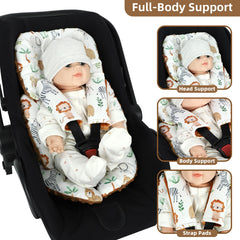 DAYEEBALL car seat insert with strap pads reduces friction for gentle travel