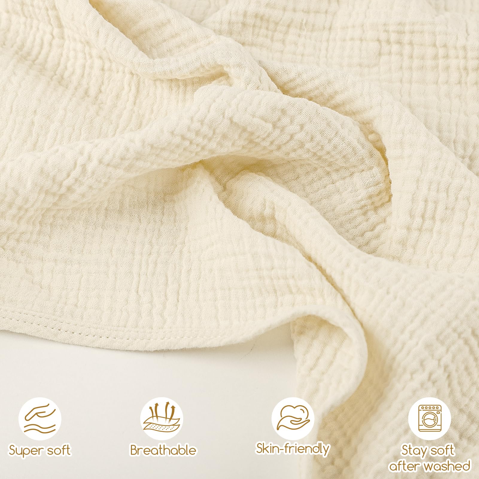 DAYEEBALL muslin fabric closeup shows soft texture and airy weave.