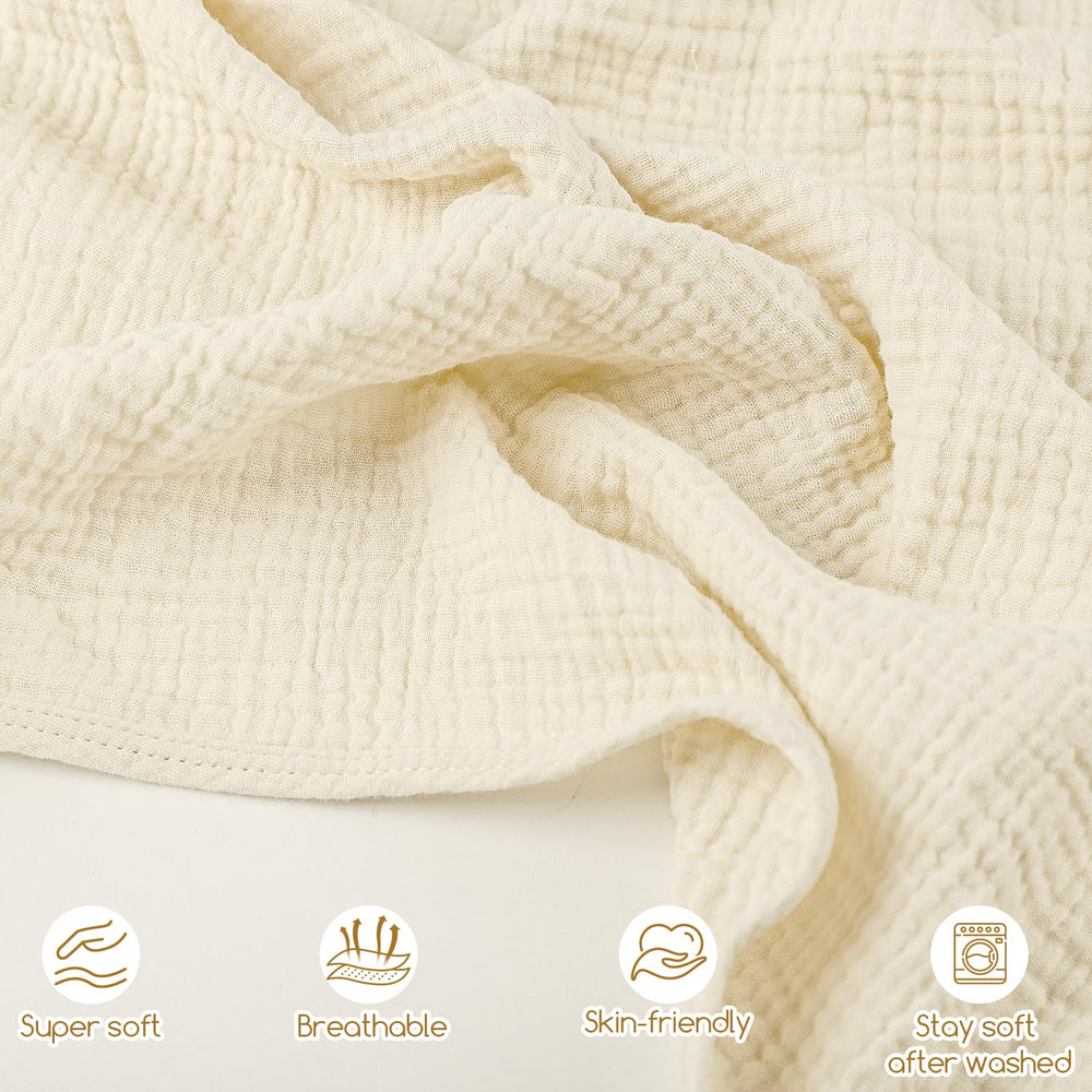 DAYEEBALL muslin fabric closeup shows soft texture and airy weave.