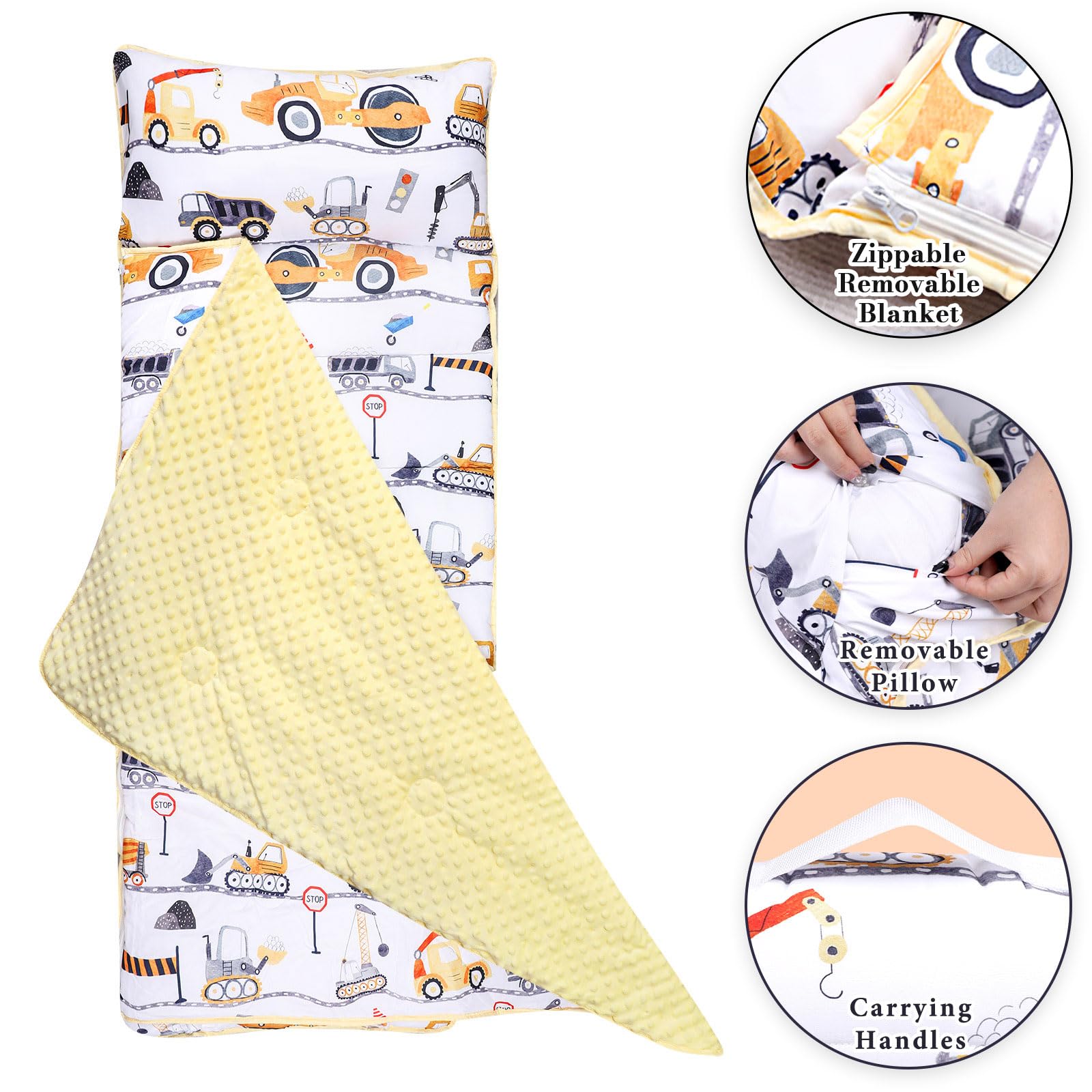 DAYEEBALL nap mat roll-up design with carry handle for portability.
