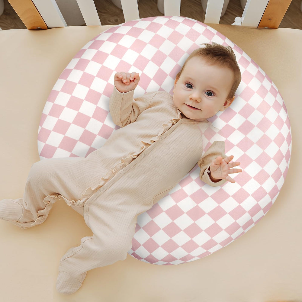 DAYEEBALL nursing pillow cover pink checkerboard with durable stitching for long use