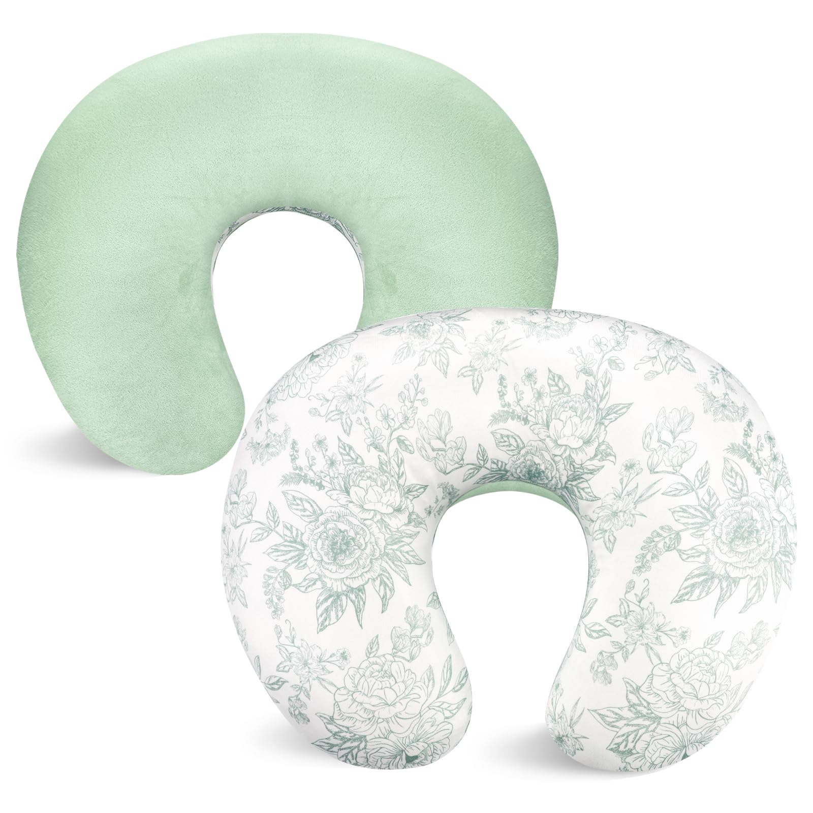 DAYEEBALL nursing pillow cover with green flower design, soft touch for baby skin.
