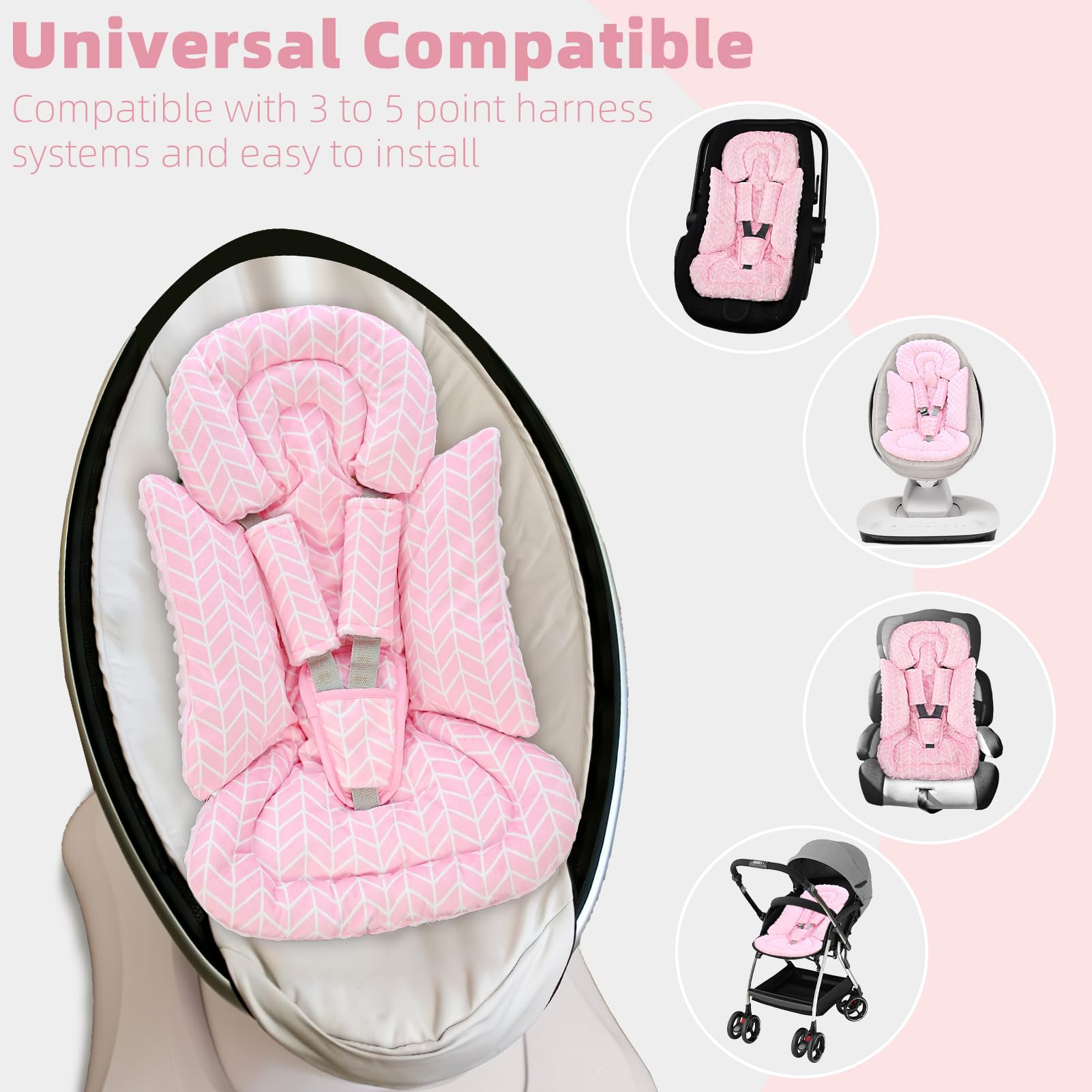 DAYEEBALL stripes-pink insert adds a cute seat upgrade while traveling