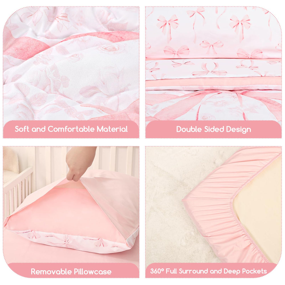 DAYEEBALL pink bow fitted sheet secure on toddler bed