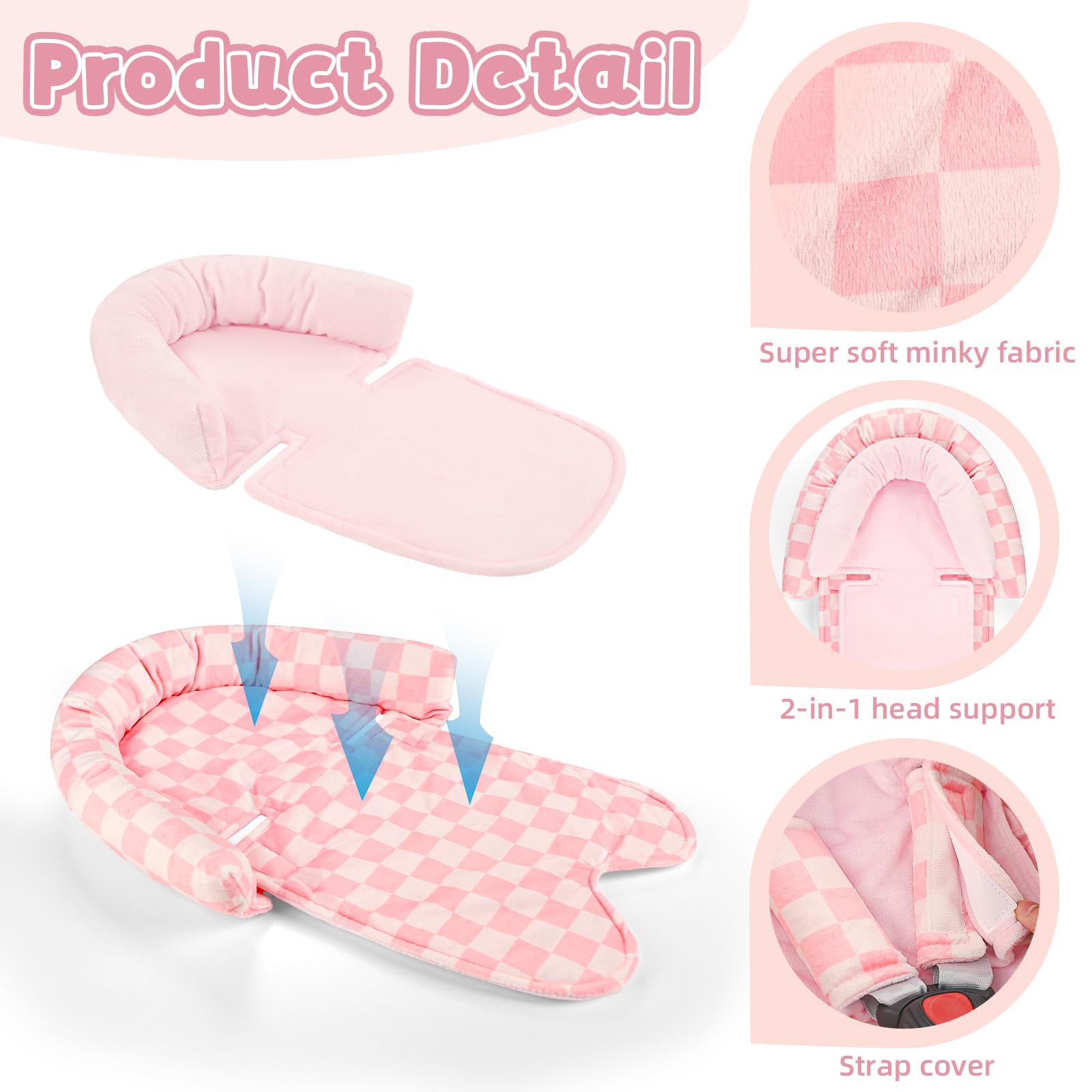 DAYEEBALL pink checkered pattern adds subtle style to baby gear