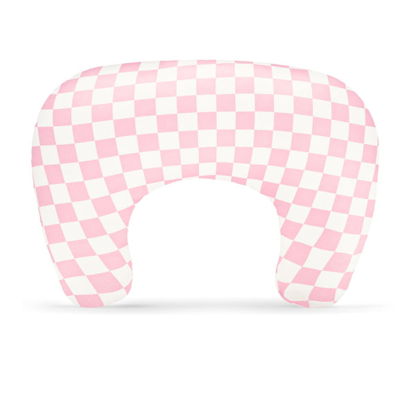 DAYEEBALL pink checkered nursing pillow cover adds style and softness for newborns.