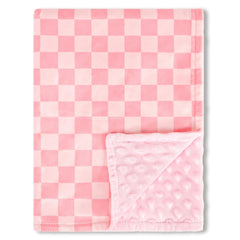 DAYEEBALL pink-checkered-pattern blanket for crib time and cozy naps.