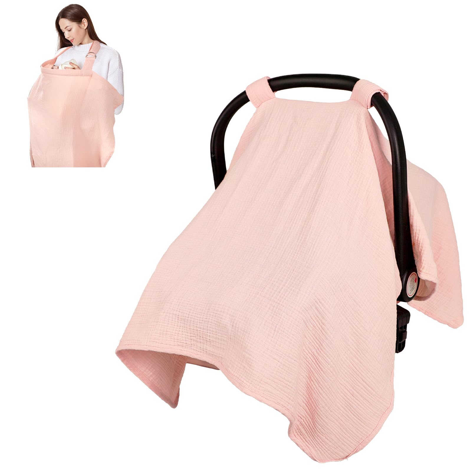 DAYEEBALL summer muslin car seat cover providing full privacy and sun protection.