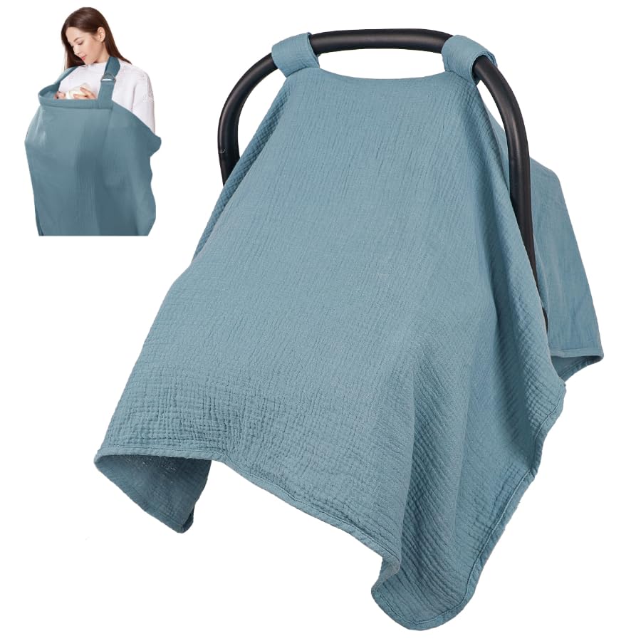 DAYEEBALL summer muslin infant car seat cover providing full coverage and breathable comfort.