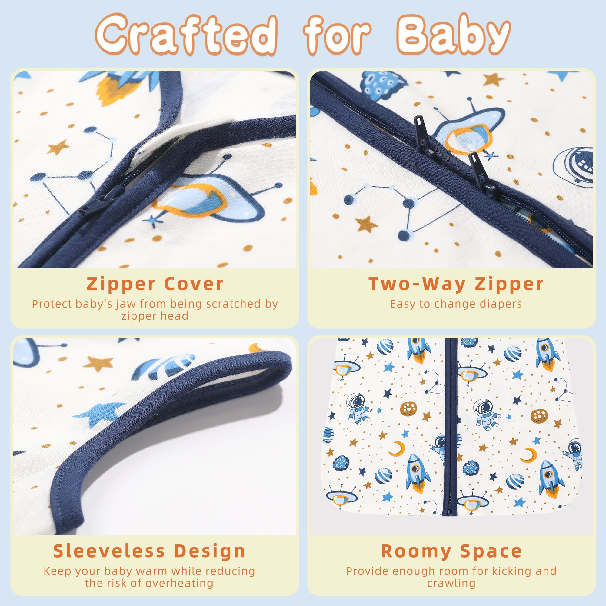 DaysU astronaut-themed sleep sack adds visual interest during naps.