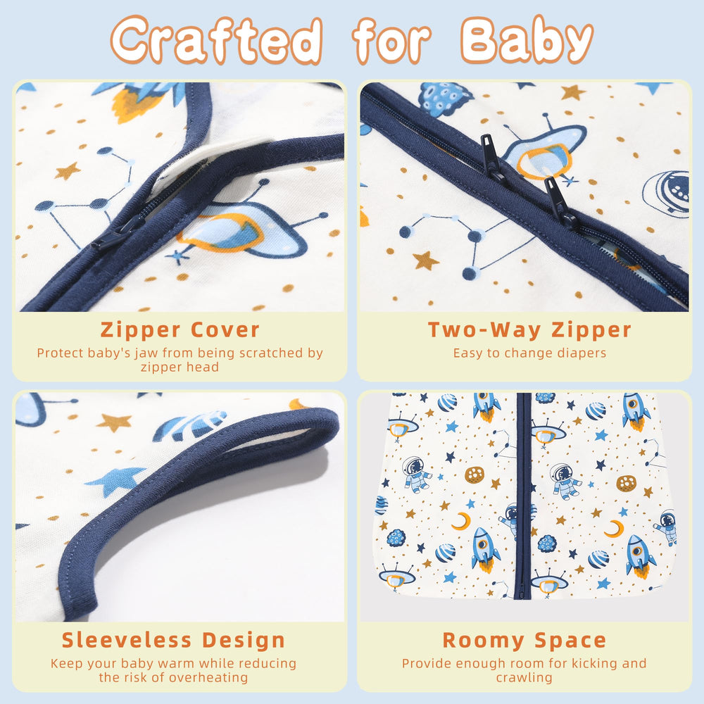 DaysU astronaut-themed sleep sack adds visual interest during naps.