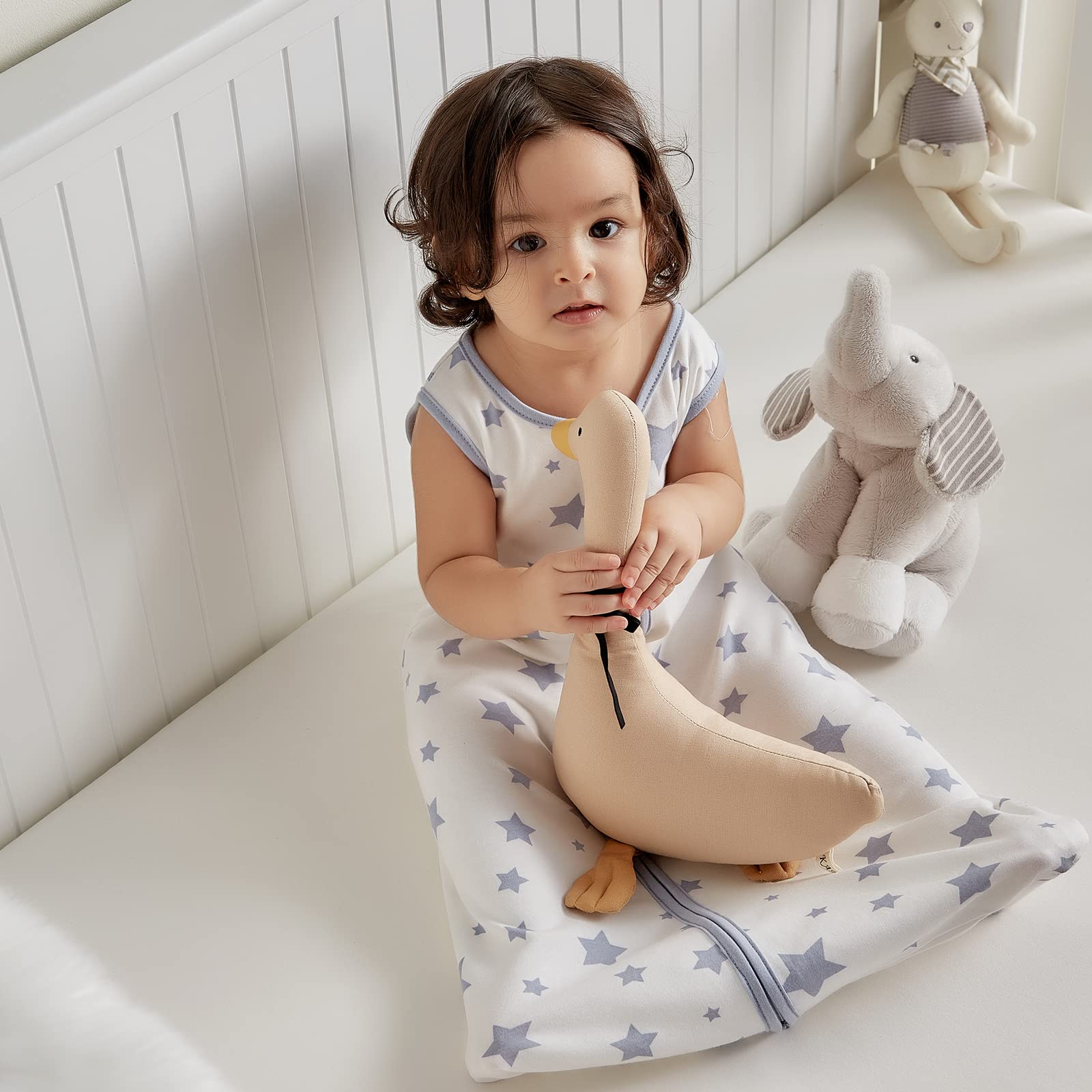 Two-way zipper with protector ensures safe, simple dressing and quick access.