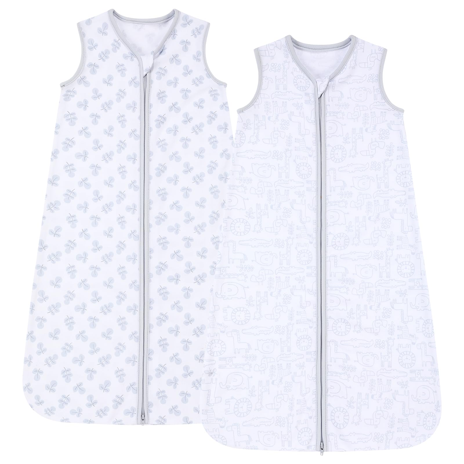 DaysU cotton baby sleep sack with animal pattern, soft and breathable for 6-12 month babies; 2-pack.