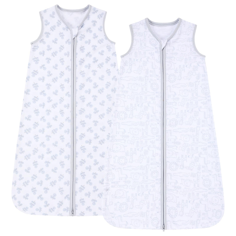 DaysU cotton baby sleep sack with animal pattern, soft and breathable for 6-12 month babies; 2-pack.