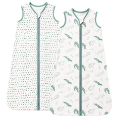 DaysU cotton sleep sack in green crocodile pattern offers cozy newborn sleep and secure fit.