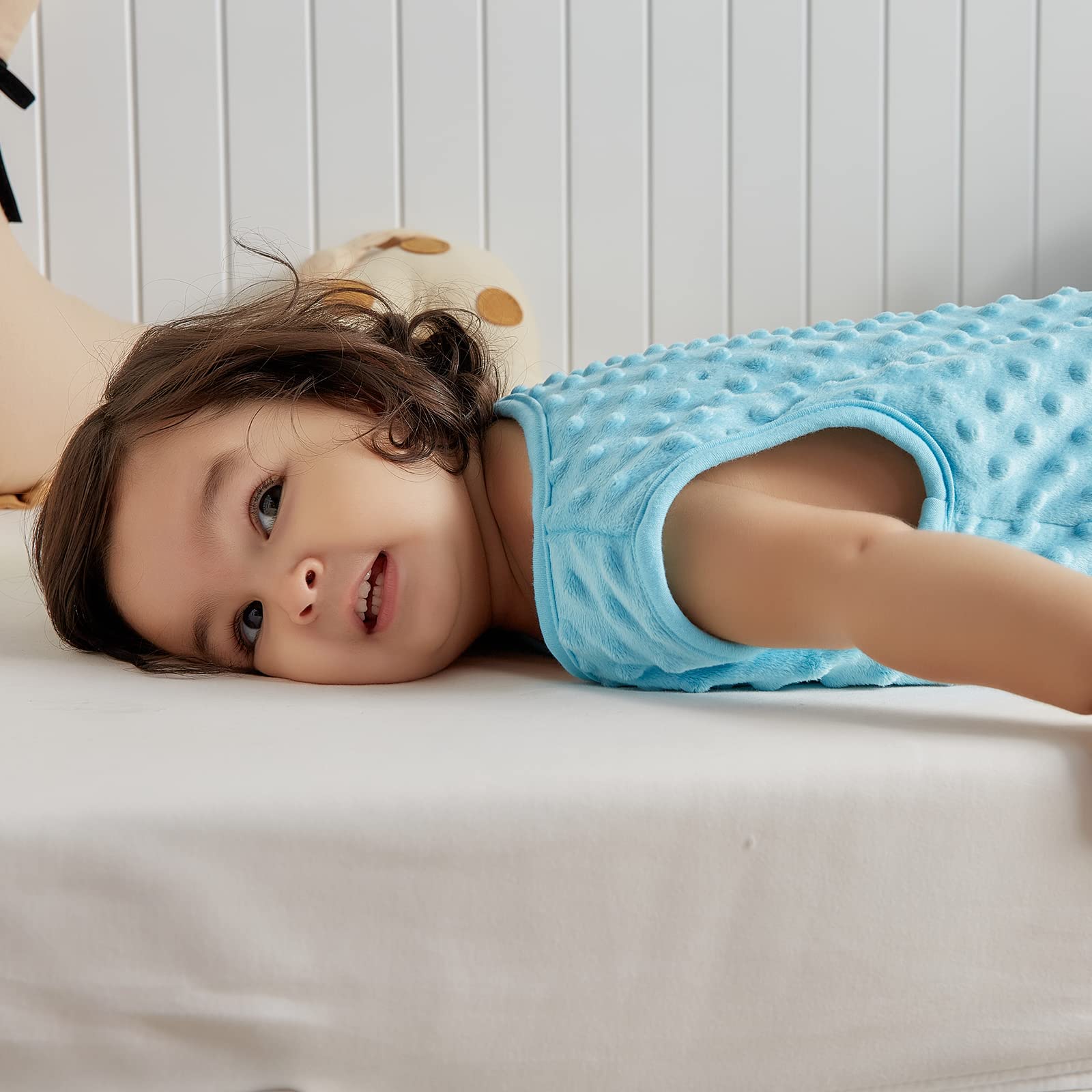 DaysU sleep sack in light green ready for crib, stroller, or travel.