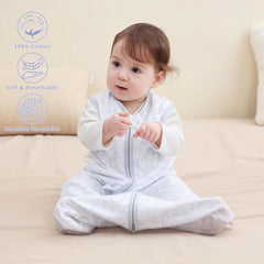 DaysU sleep sack with two-way zip for easy diaper changes and dressing.