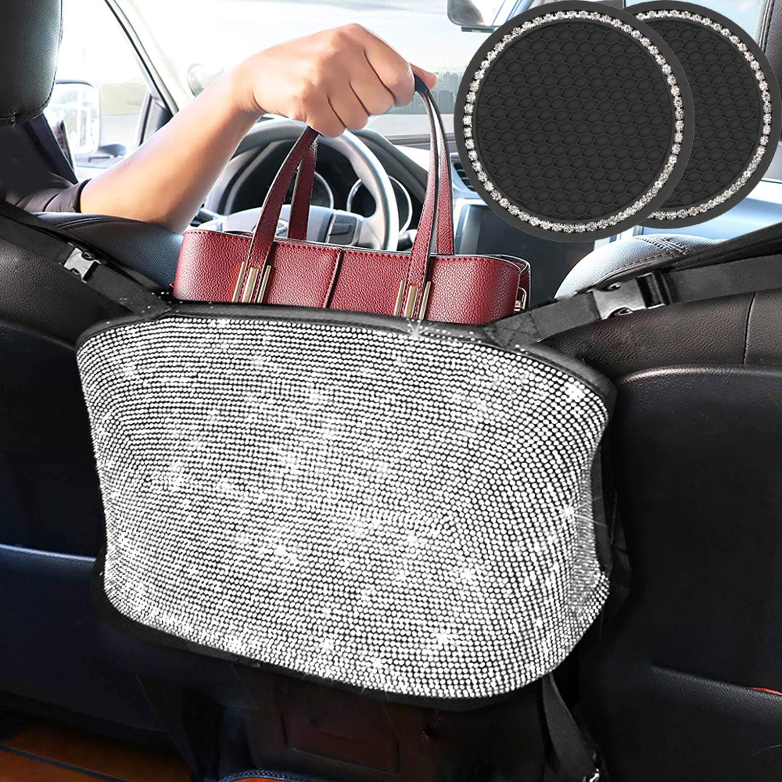 Dayutech bling car mesh organizer back-seat bag keeps essentials within easy reach