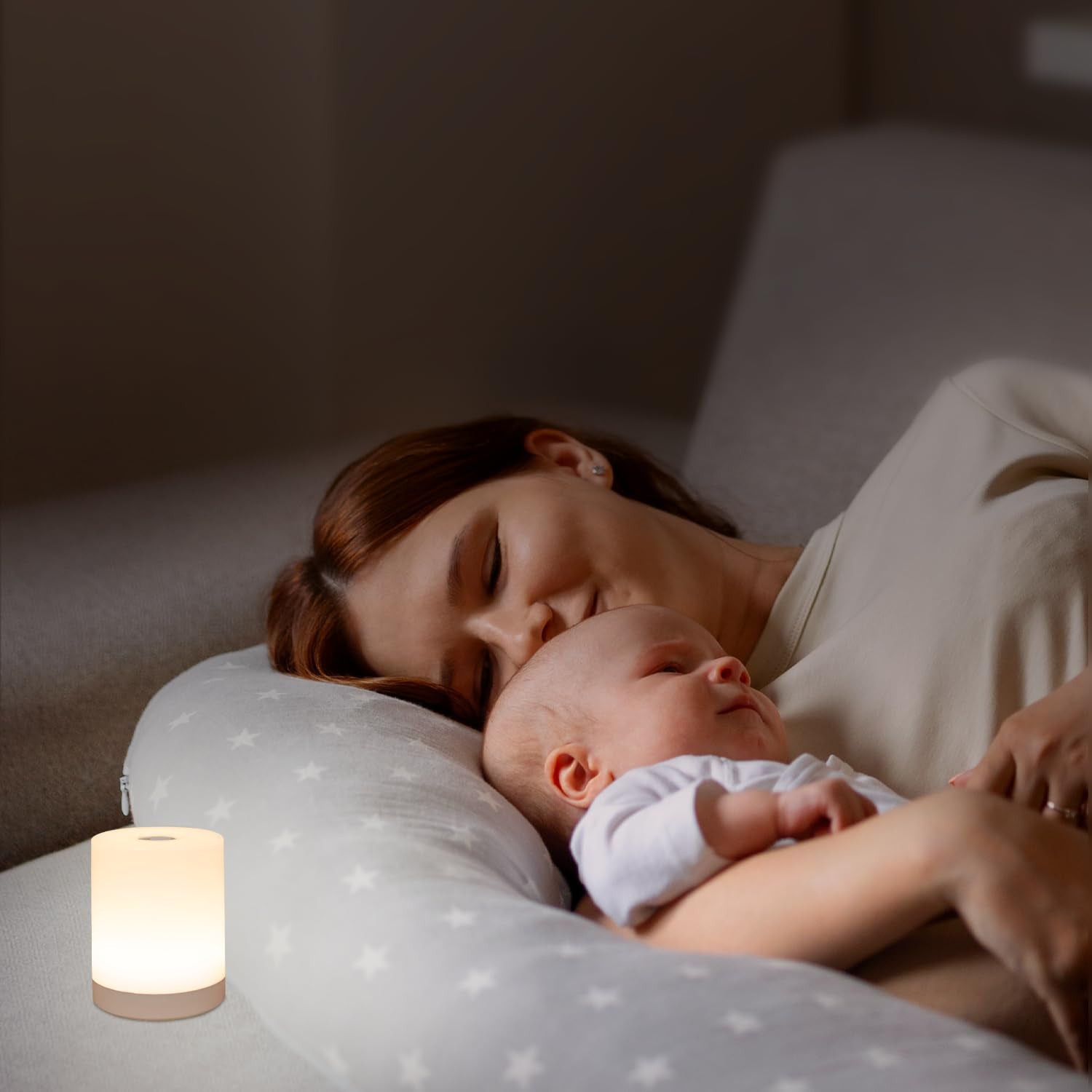 DAZZY DOT baby night light in use during diaper changes.