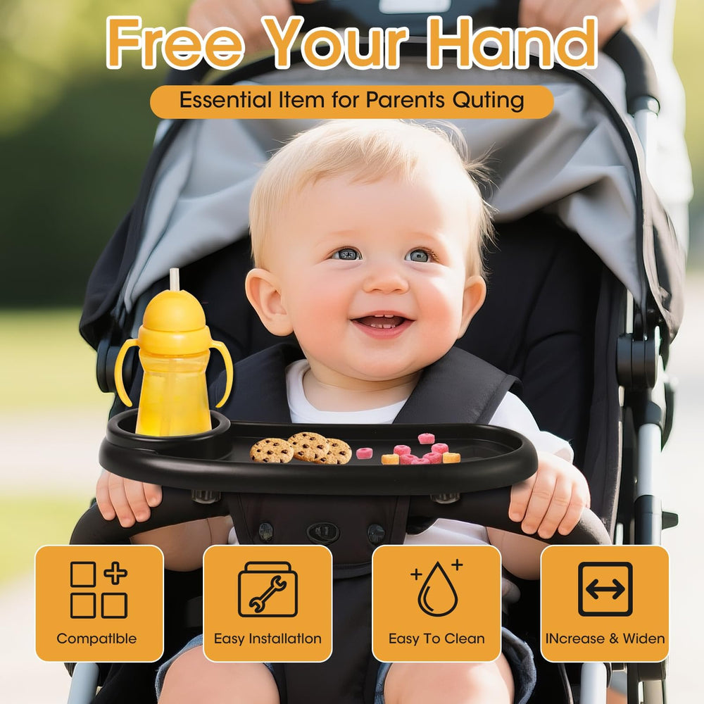 D BABE clip-on design enables quick tool-free installation on a stroller.