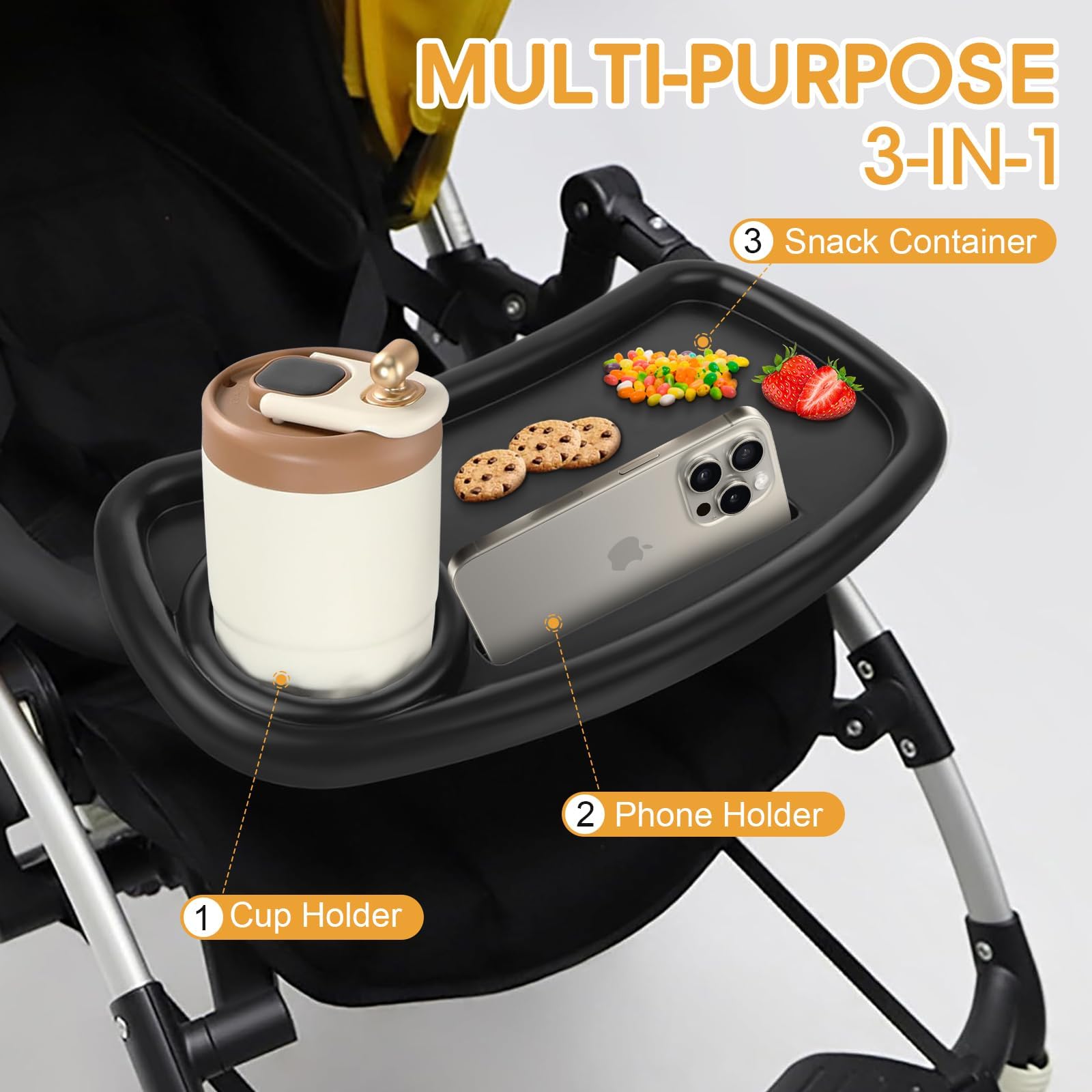 D BABE on-the-go snack tray supports calm, organized outings.