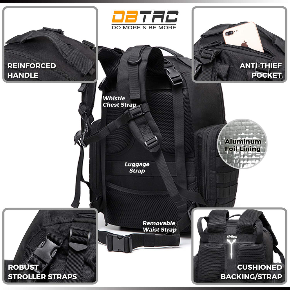 DBTAC durable zippers and reinforced seams support daily use.