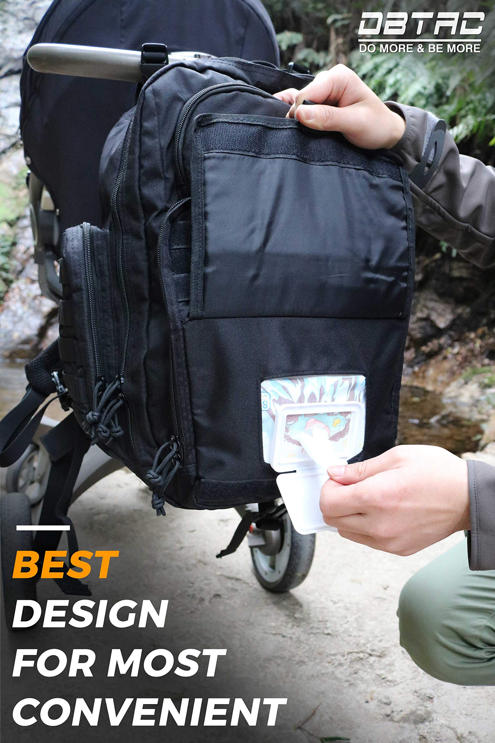DBTAC insulated side pockets preserve bottle temperatures during day trips.