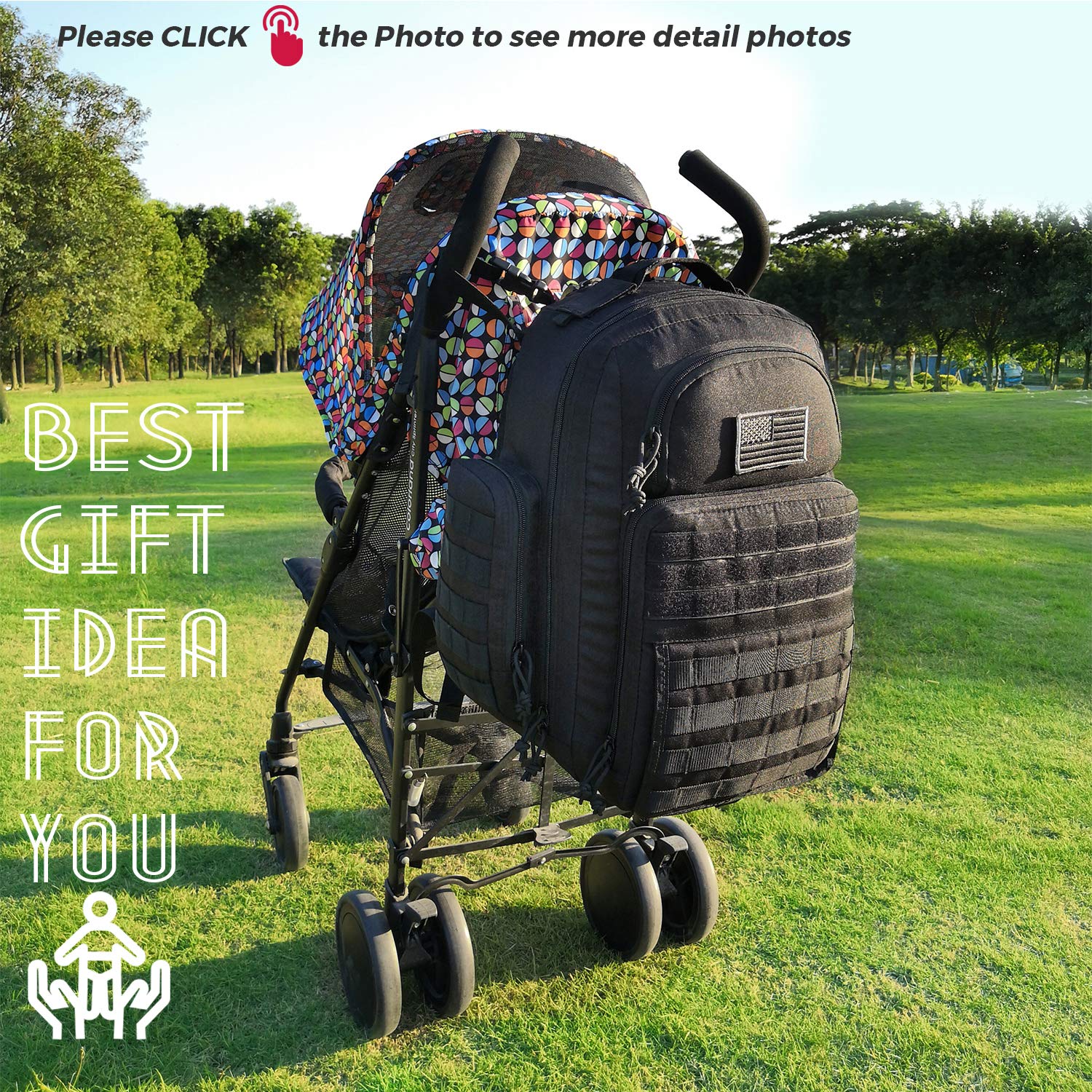 DBTAC stroller strap keeps hands free while maneuvering.
