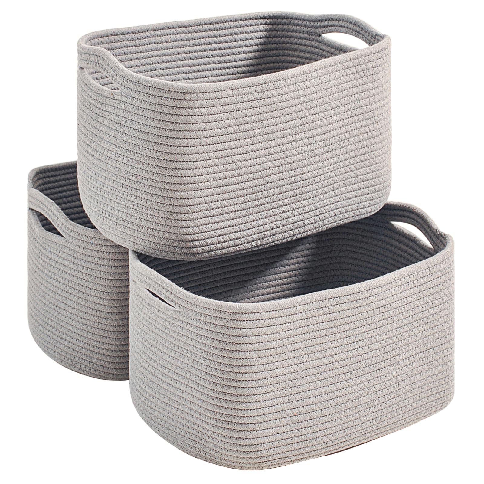 Dcerzxzci grey storage basket close-up weave highlighting durable cotton rope.