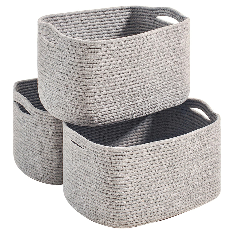 Dcerzxzci grey storage basket close-up weave highlighting durable cotton rope.