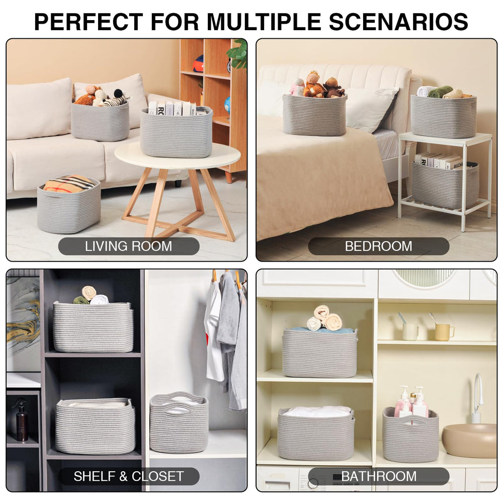 Dcerzxzci grey storage basket for toys, helps clutter control.