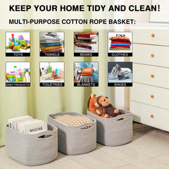 Dcerzxzci grey storage basket in bedroom, tidy toy and book storage.