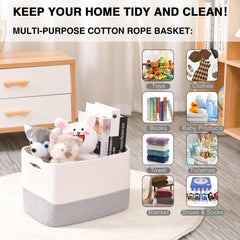 Dcerzxzci kids room storage basket in off-white and grey blends with decor.