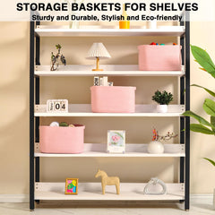 Dcerzxzci pink storage basket with hidden handles for easy carrying