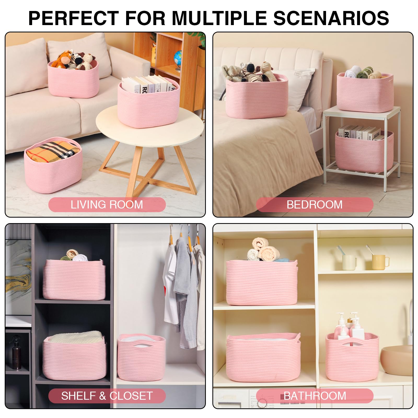 Dcerzxzci pink storage basket in nursery for clothes