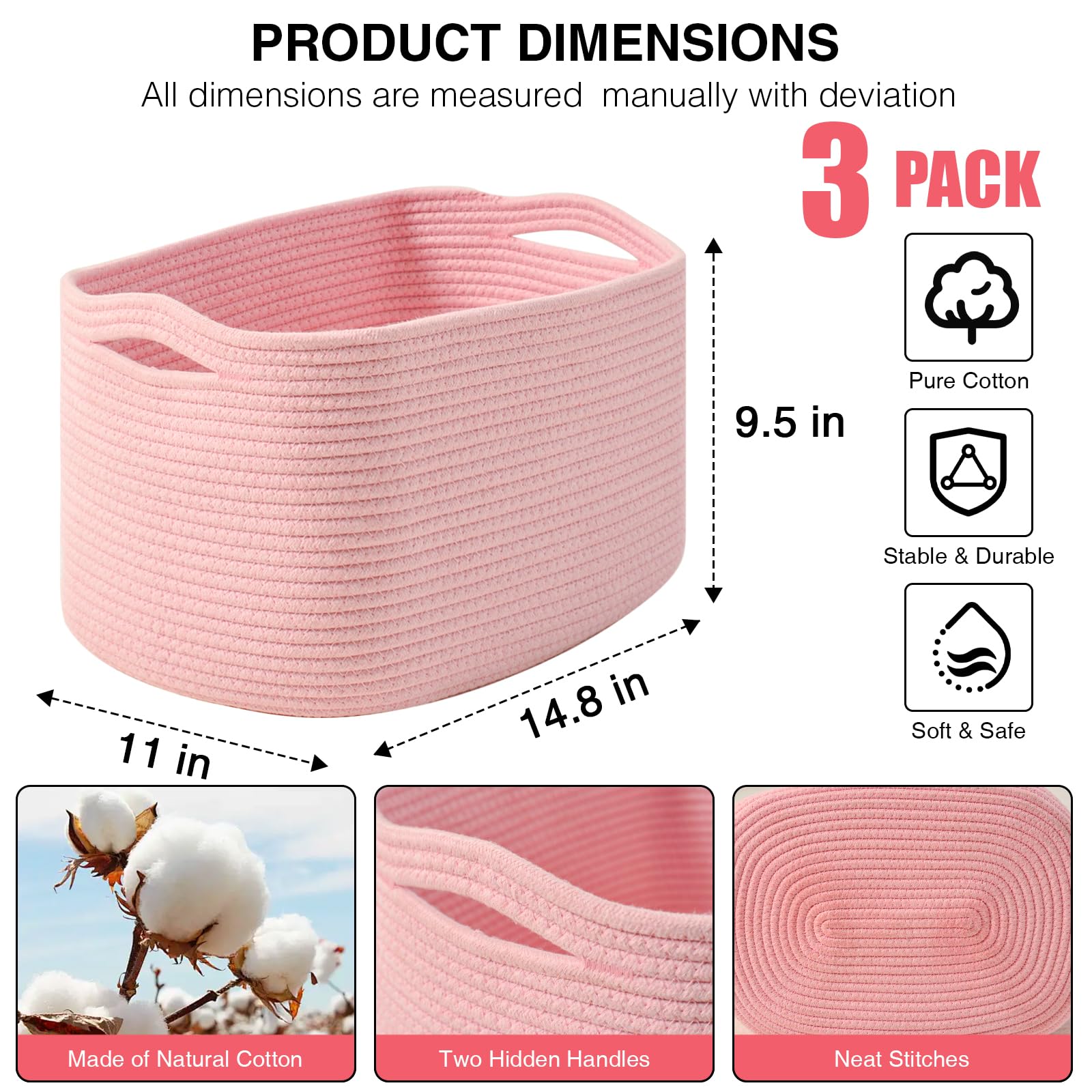 Dcerzxzci pink storage basket open with items inside
