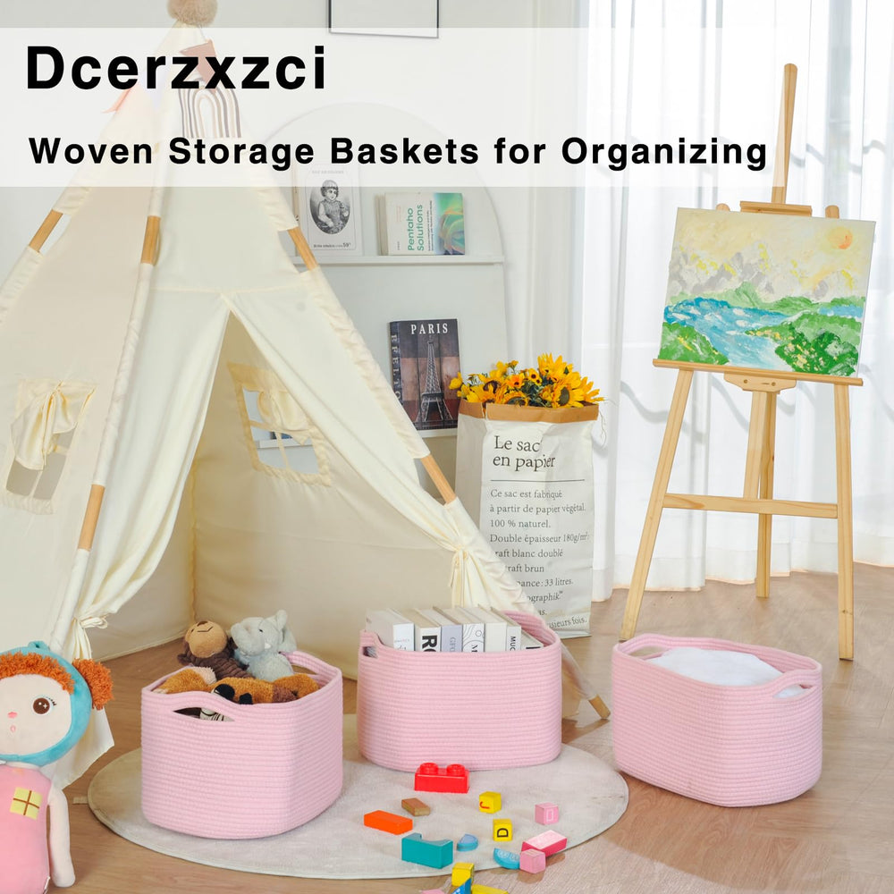 Dcerzxzci pink storage basket stacked for compact storage