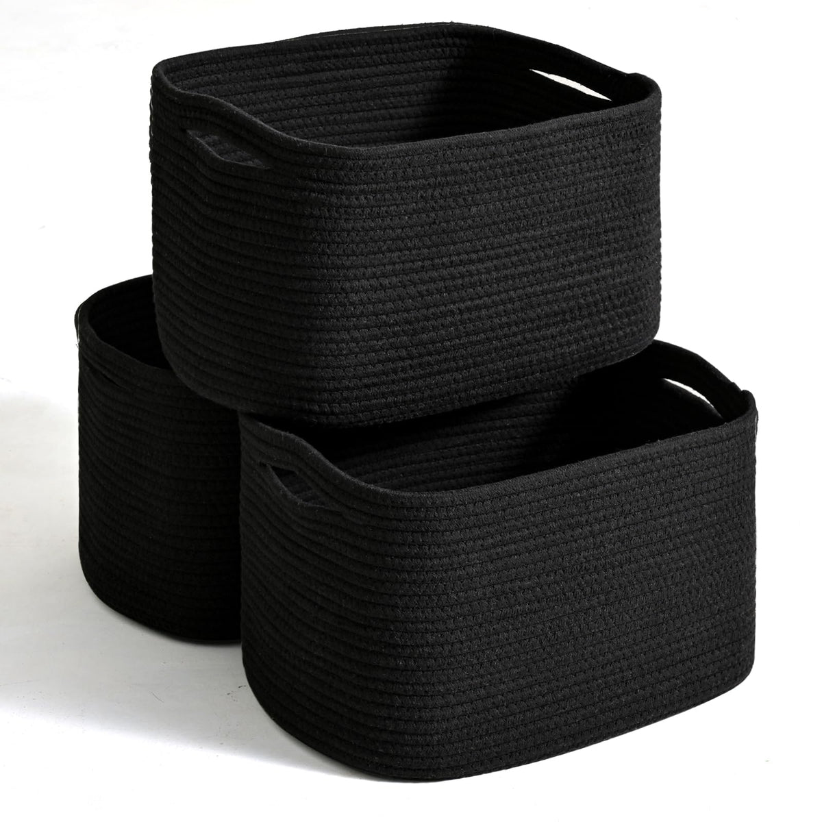 Dcerzxzci three pack black storage baskets for shelf organization