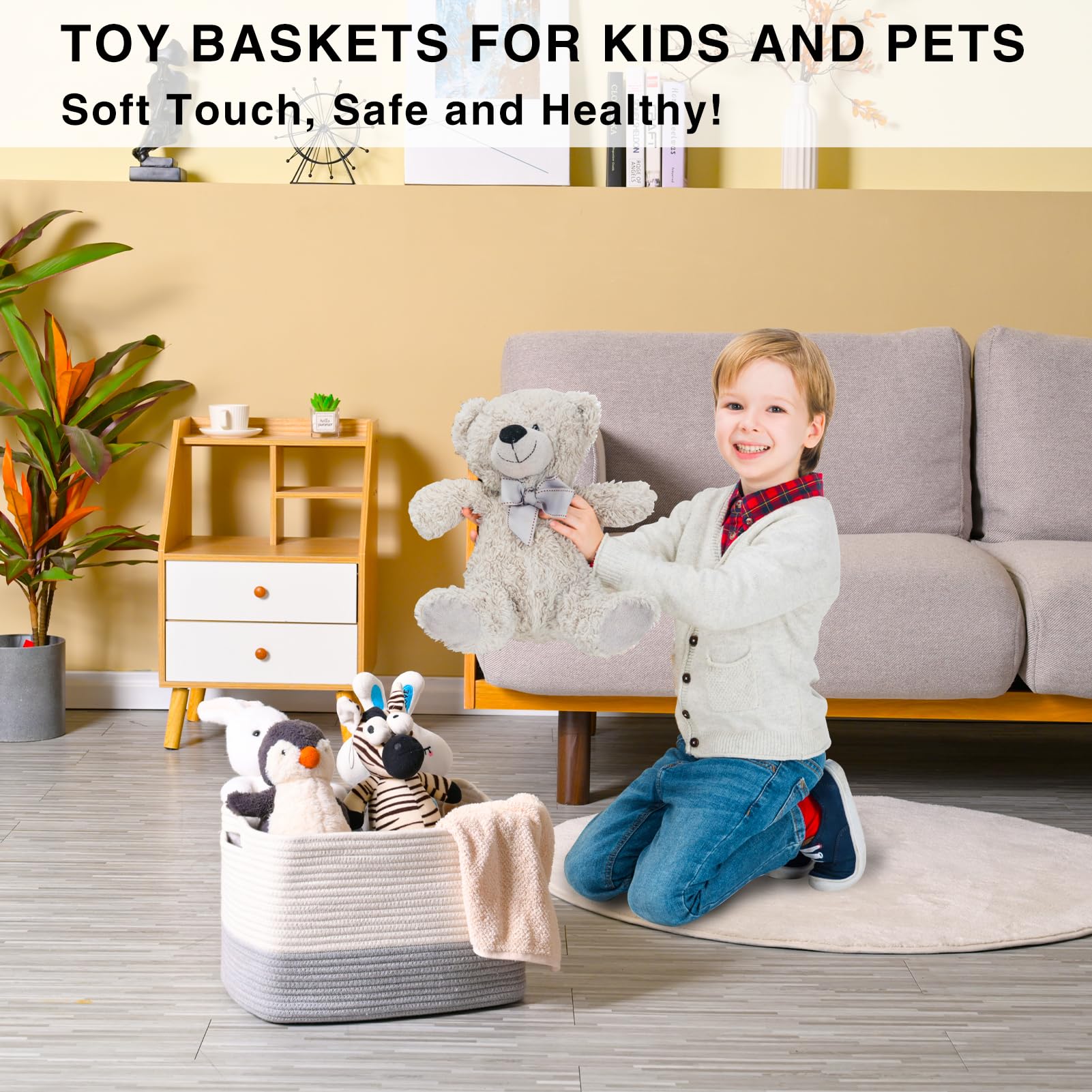 Dcerzxzci two-handed basket for easy carrying and moving around the home.