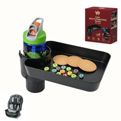 DCG Center car seat tray with large surface for easy, on-the-go snacks.
