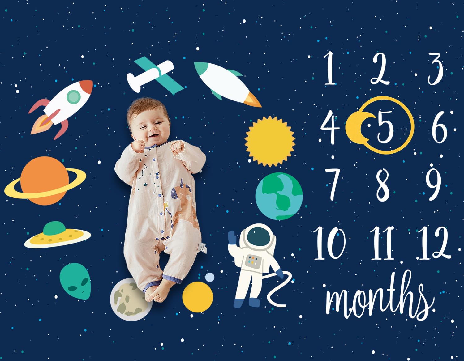 DCOOLGO star astronaut baby blanket milestone 40x50 inches ideal for monthly photos