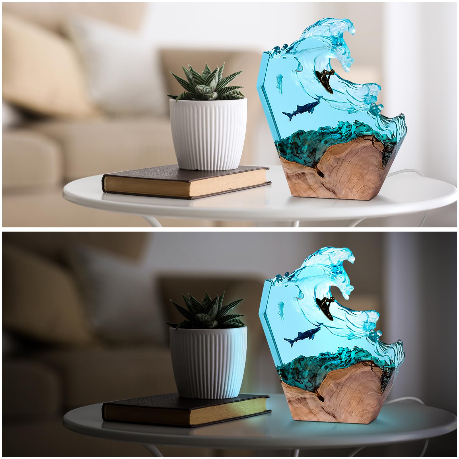 dcvbny USB-powered resin ocean lamp for easy night lighting