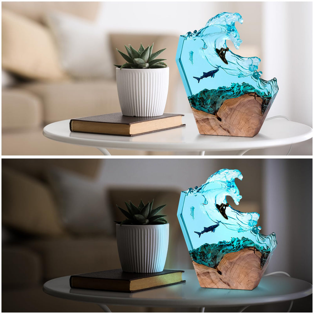 dcvbny USB-powered resin ocean lamp for easy night lighting