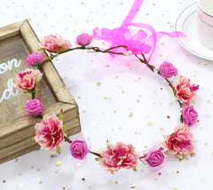 DDazzling outdoor photo prop rose flower crown enhances festival looks