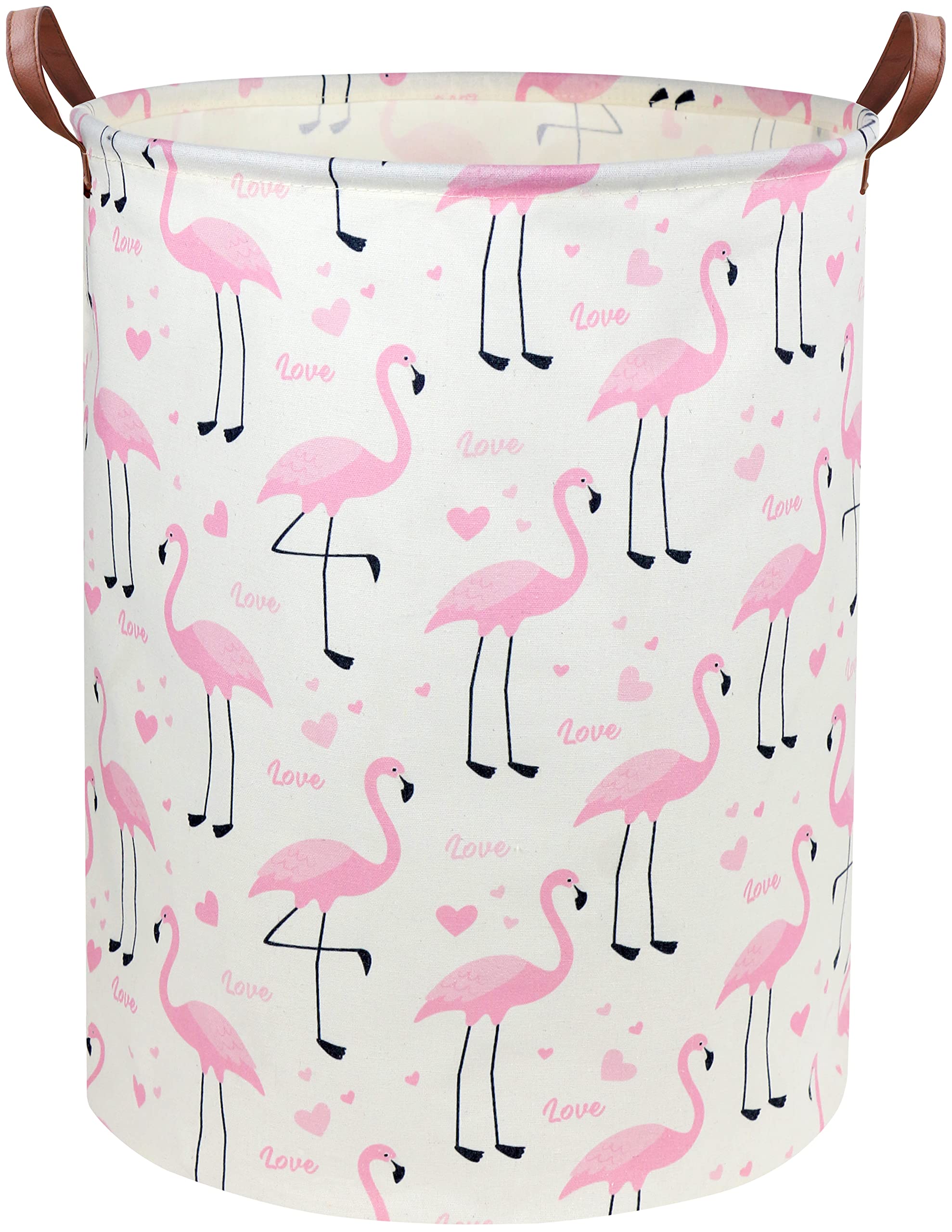 DDBASKET Flamingo Pink laundry hamper open showing roomy interior for toys and clothes