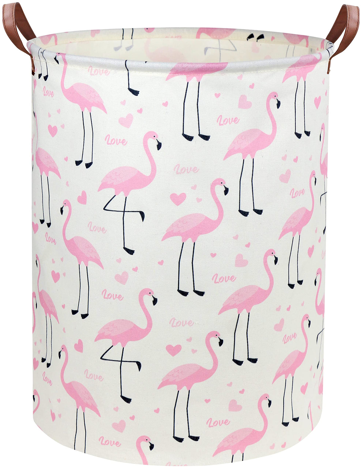 DDBASKET Flamingo Pink laundry hamper open showing roomy interior for toys and clothes