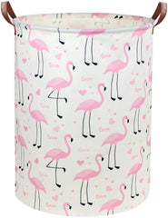 DDBASKET Flamingo Pink laundry hamper open showing roomy interior for toys and clothes